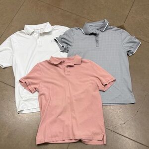 Men’s Polo Shirt Set - White, Pink, Gray
